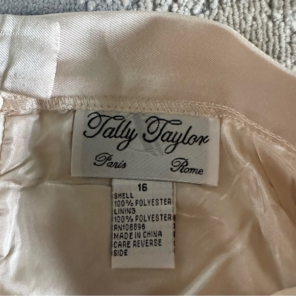 Tally Taylor midi skirt cream dressy satin formal swirls textured 16 - Picture 2 of 5